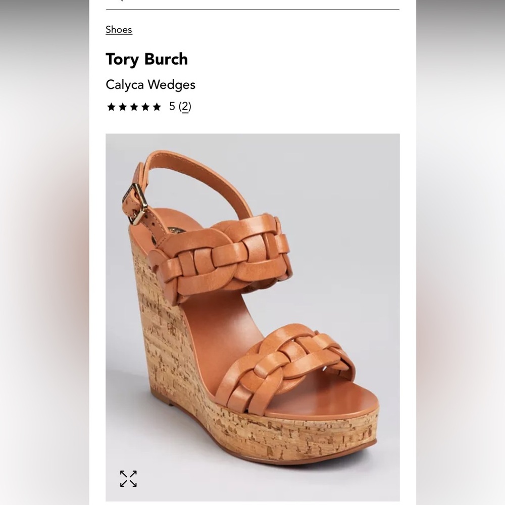 Tory Burch Calyca Wedges Tan Leather/Cork Size 9 USED